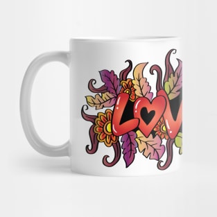 Love word with floral decoration Mug